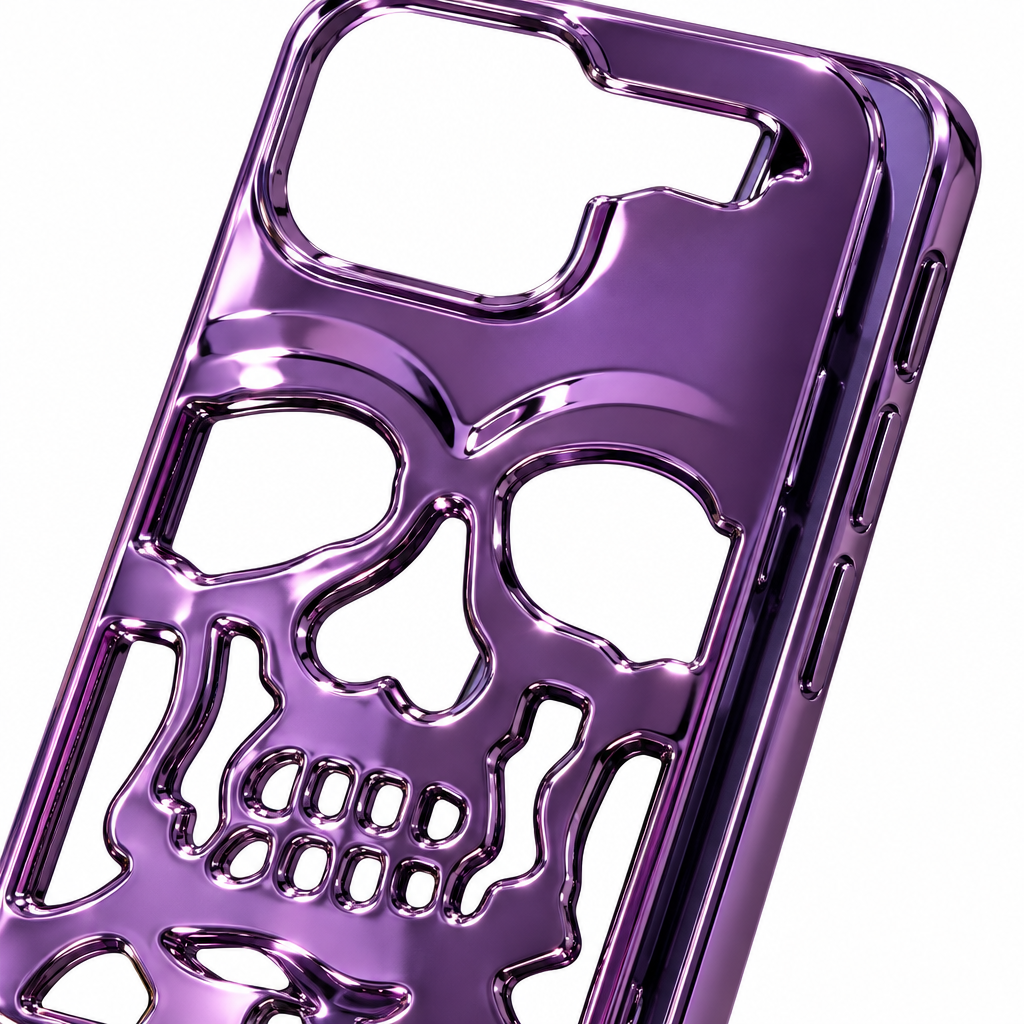 Luxury Purple Skull Phone Case - Close-up Detail