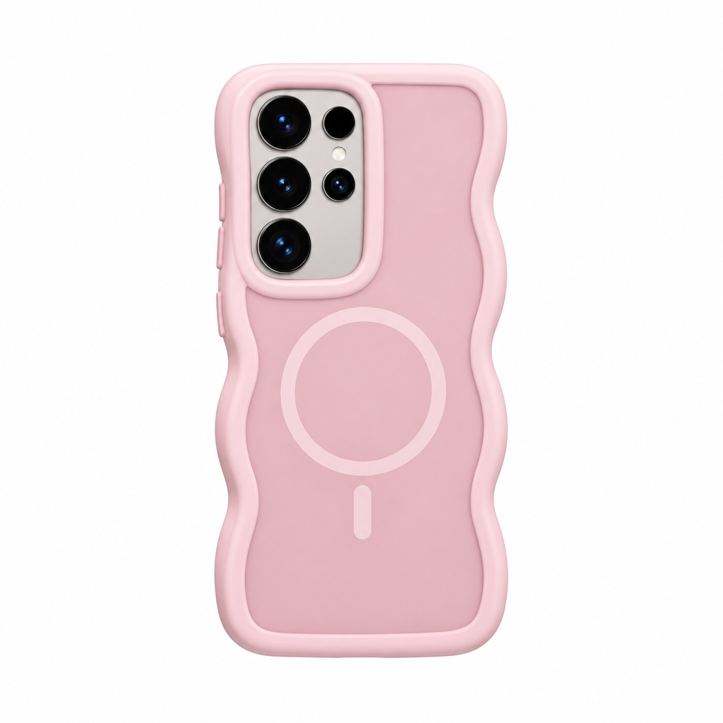 Pink MagSafe Wavy Case - On Samsung