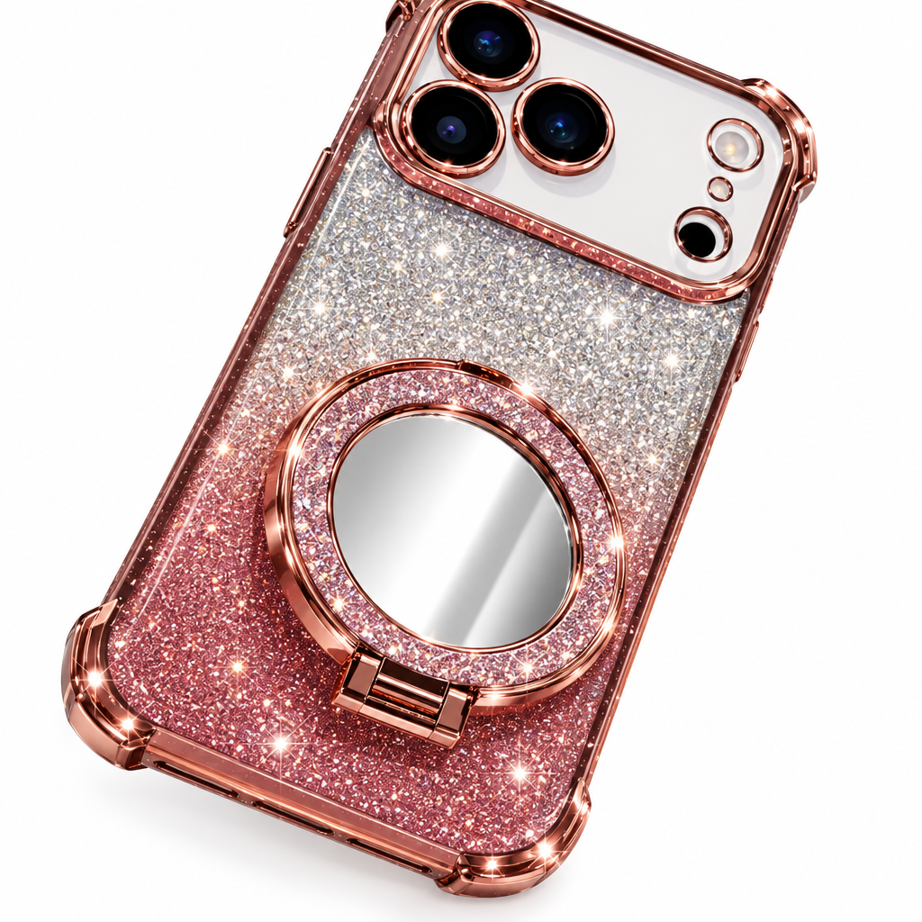 Glitter Mirror Bracket Case - Close-up Detail