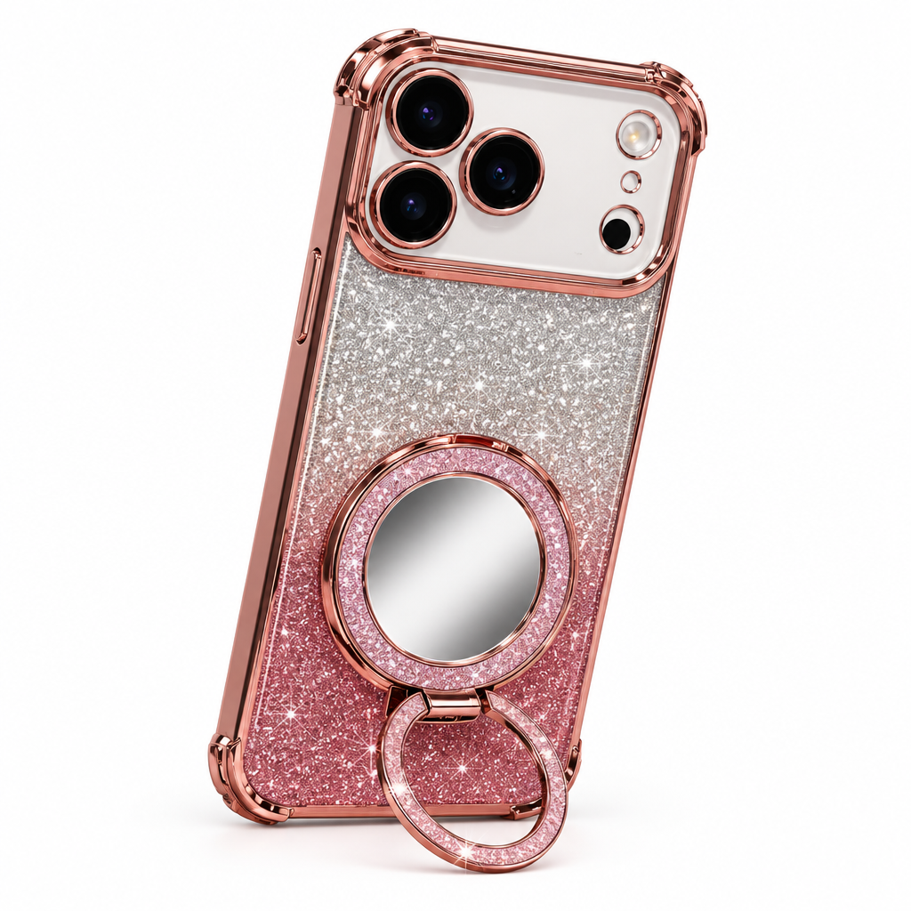 Glitter Mirror Bracket Case - On iPhone